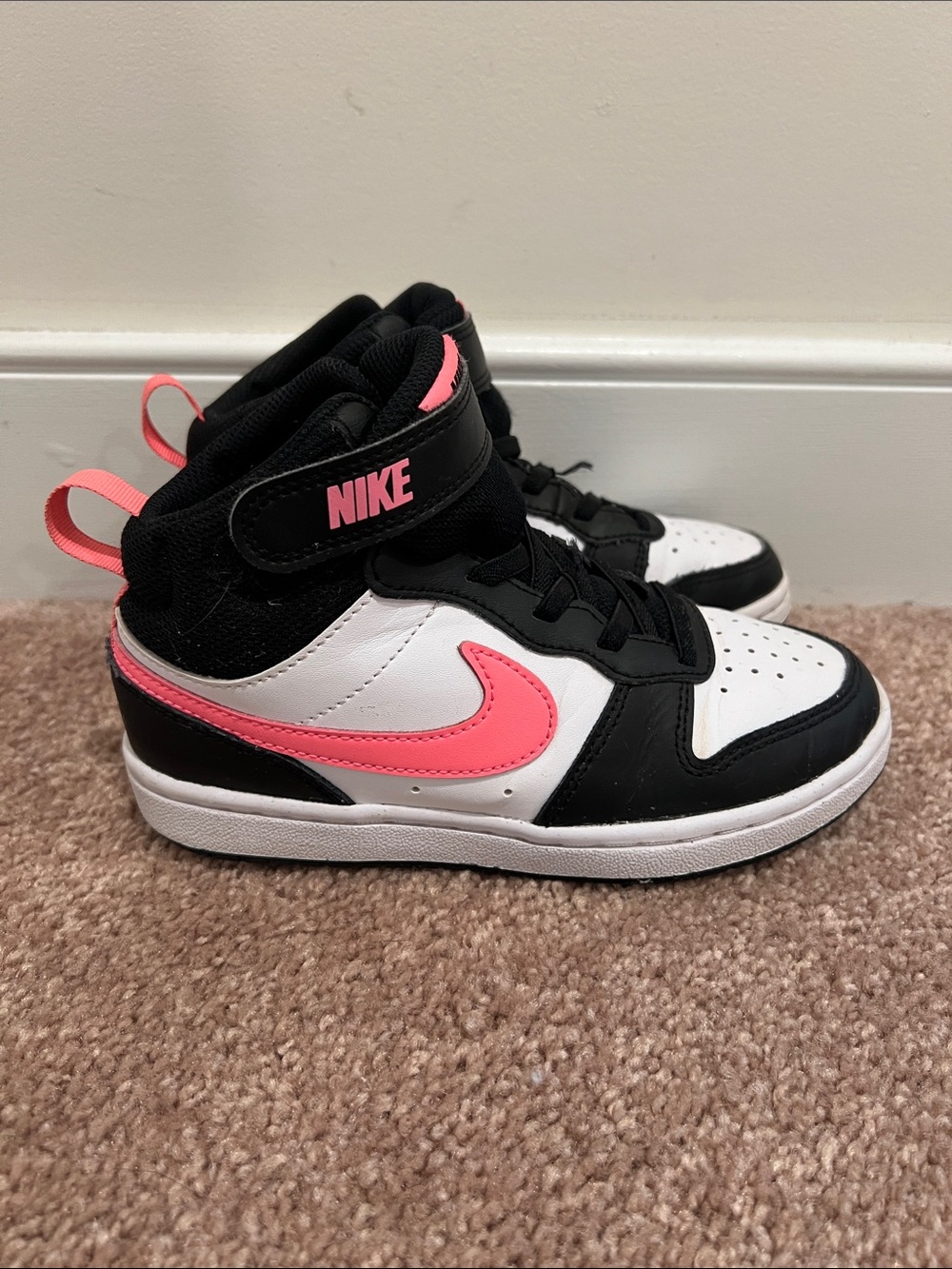 Nike Black, White & Pink Mid-Top Sneakers